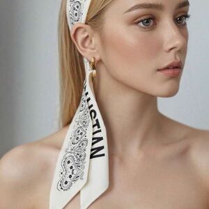 Elegant White and Black Patterned Headband